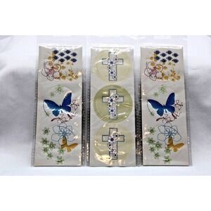 2008 Note Seals Glitter Stickers, 9 Seals, NIP, Butterfly Cross Flowers Colorbok